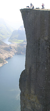 Pulpit Rock and Lysefjorden below - one of the top attractions of the Stavanger Norway region